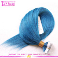 2016 vente chaude couleur bleu de haute qualité 100 % indien ombre bande remy extension ruban gros cheveux extension de cheveux